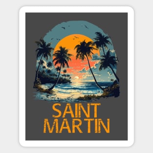 Saint Martin Sunset (with Orange Lettering) Magnet